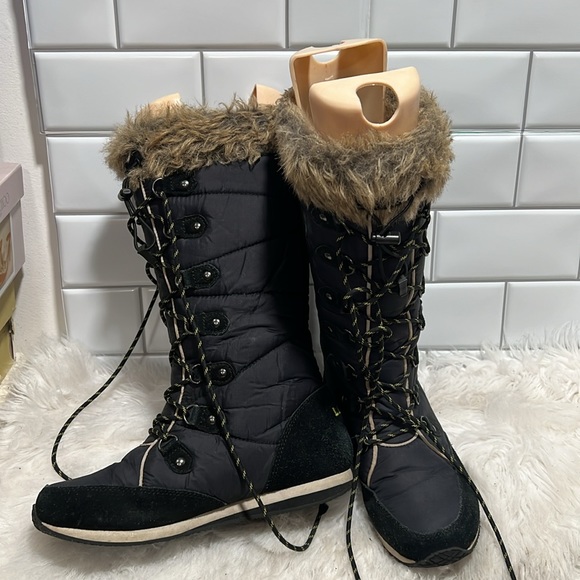 🔥🔥 L.L. Bean 284883 Carrabassett Fur Lace-Up Knee High Snow Boots Women Sz 6.5 - Picture 4 of 10
